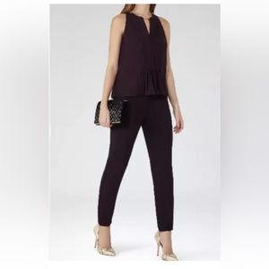 NEW WOMEN REISS ROSCOE PLUM CHAIN PANTS JUMPSUIT ROMPER SIZE 8